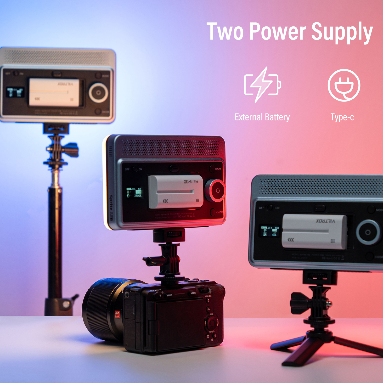 VILTROX Sprite 15B 15C RGB LED Video Panel Light On Camera LED Photography Light