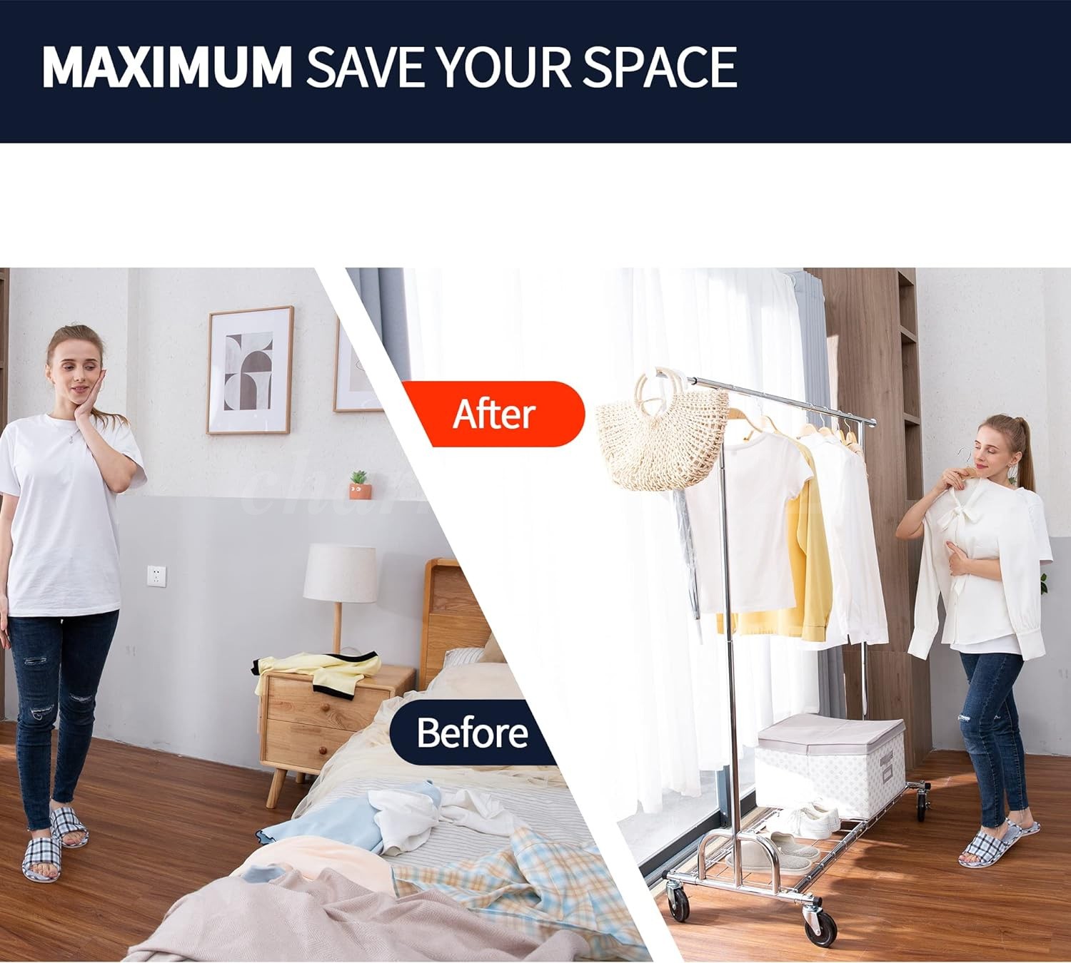 450lbs Heavy Duty Commercial Clothing Garment Rack Rolling Collapsible Chrome US