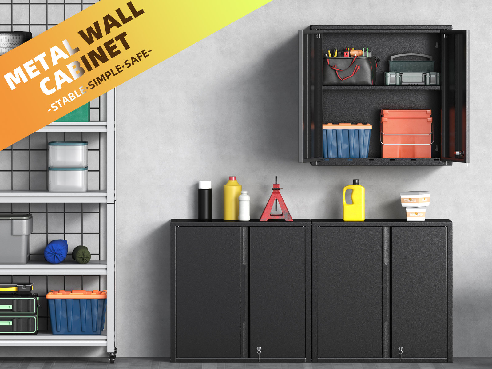 Wall Mounted Metal Lockable Storage Cabinet Garage Wall Cabinet Tool Cabinet