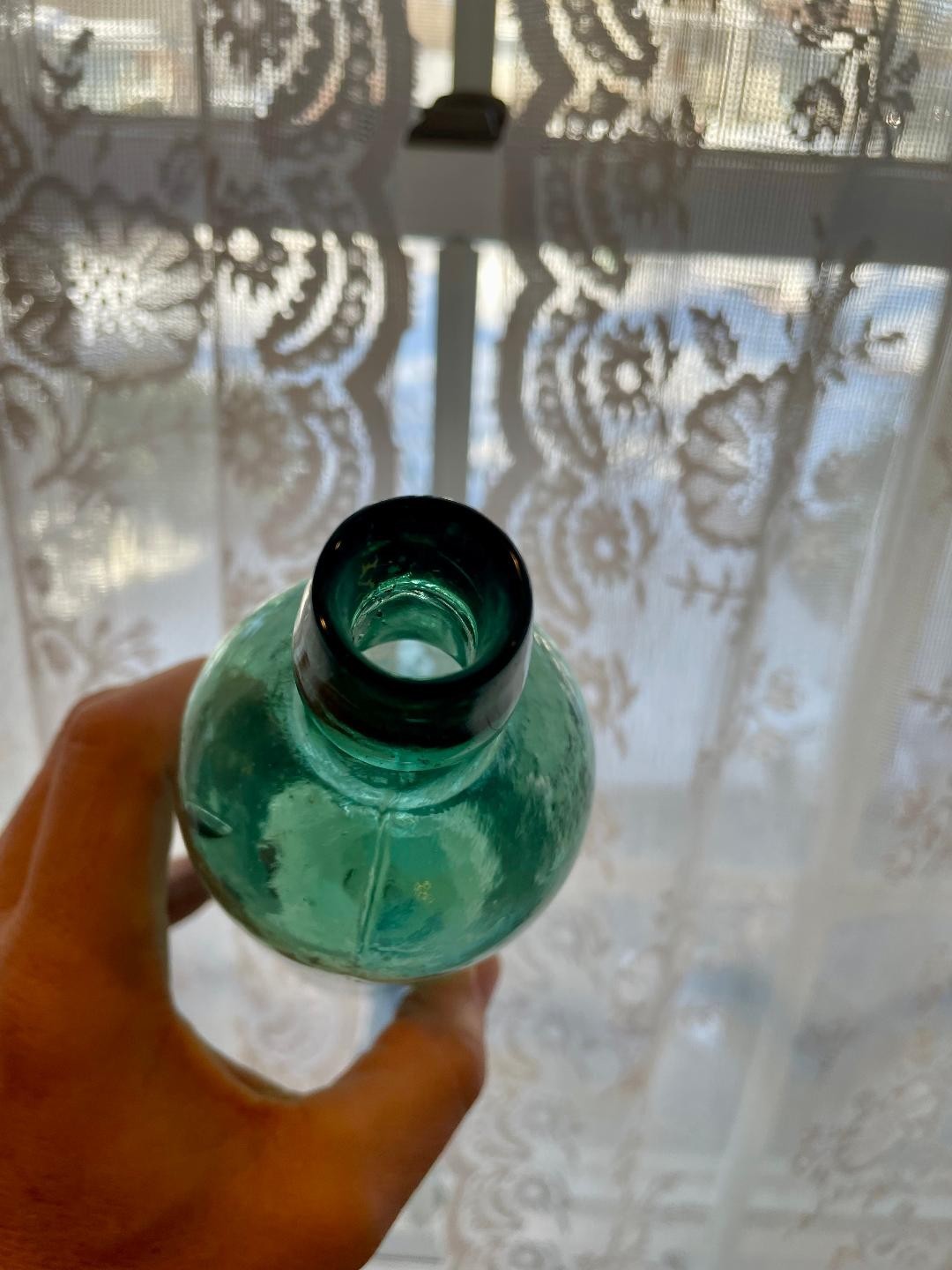 1870 Green Master Ink Utility Bottle Cylinder 3 Piece Mold Applied Lip Blown