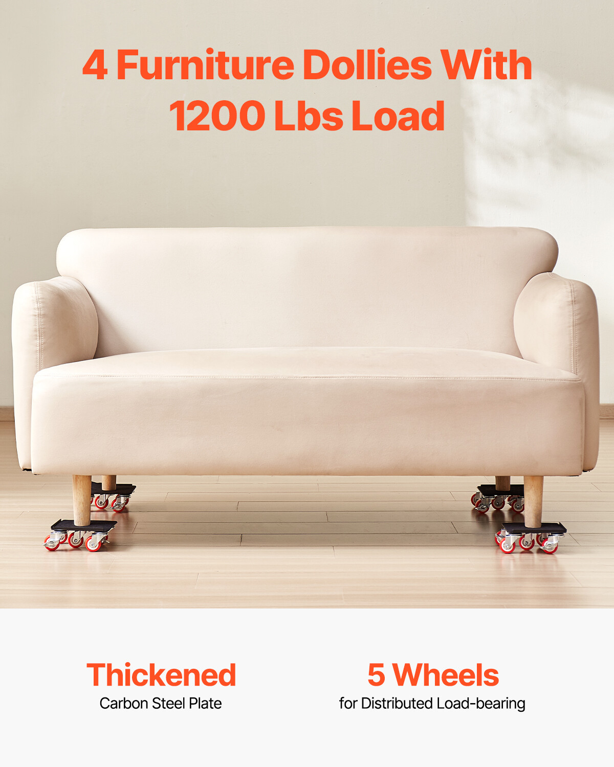 Furniture Dolly Heavy Duty Furniture Mover with 5 Wheels 1200 lbs Capacity