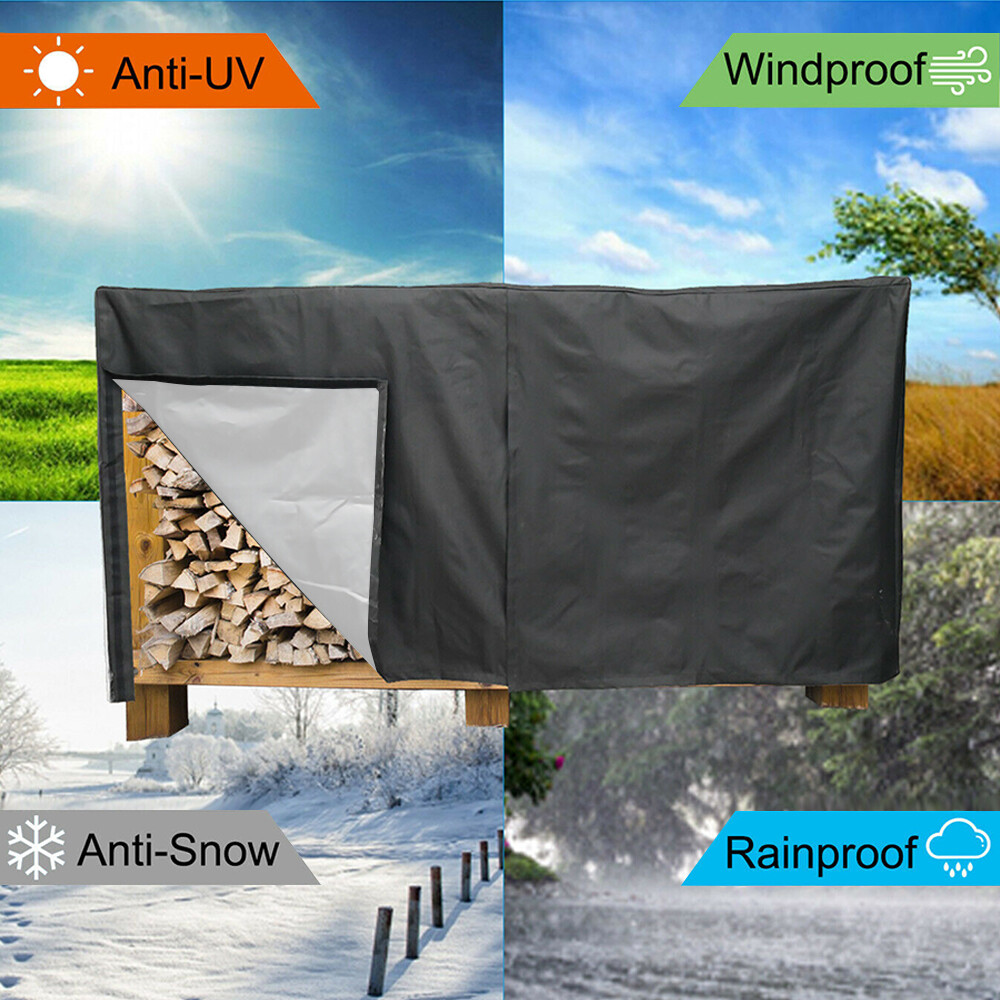 8ft Firewood Log Rack Cover Waterproof Wood Storage Holder Heavy Duty Outdoor
