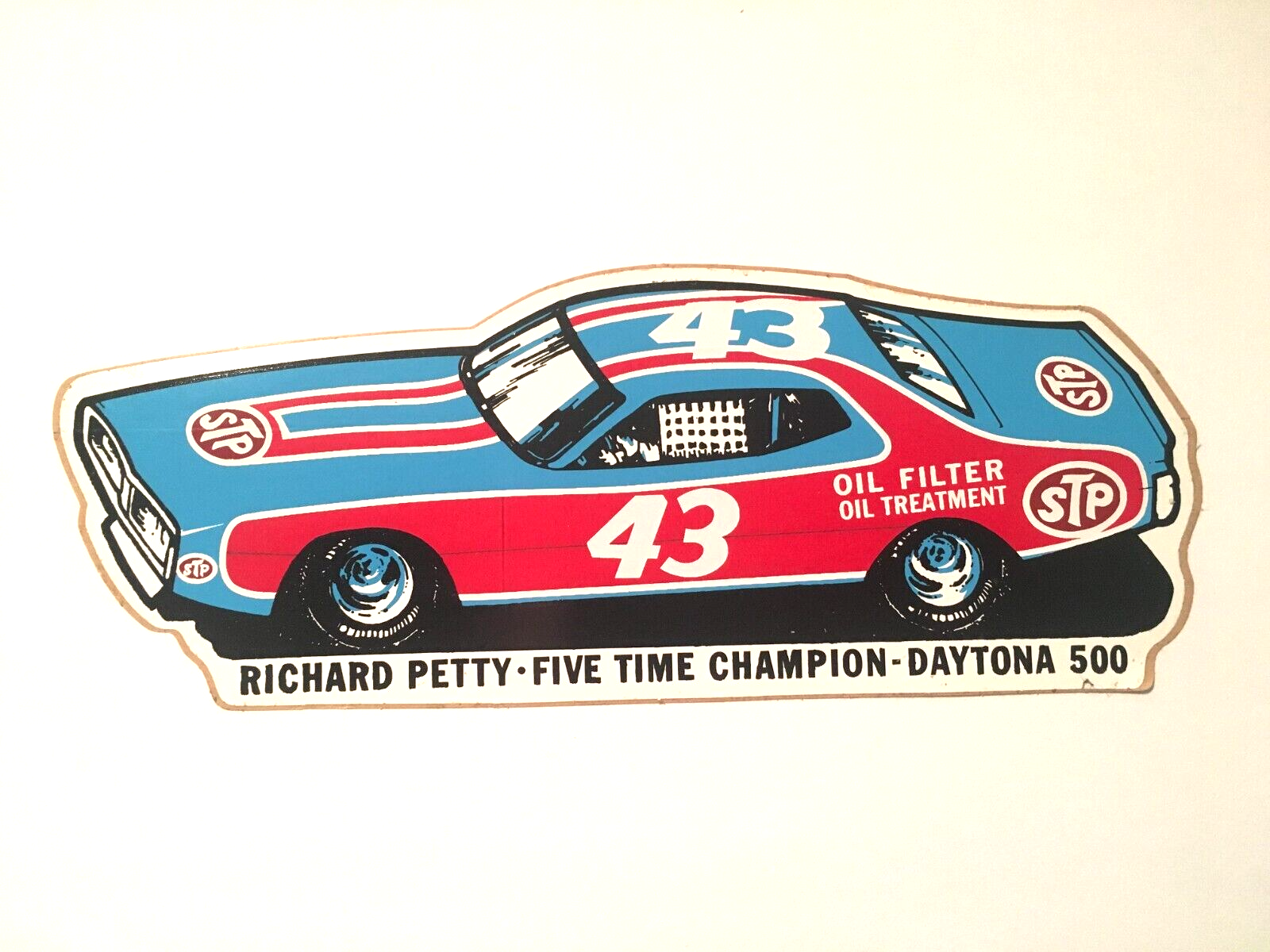 STP RICHARD PETTY 5 TIME CHAMPION DAYTONA 500 VINTAGE CHARGER DECAL STICKER NOS