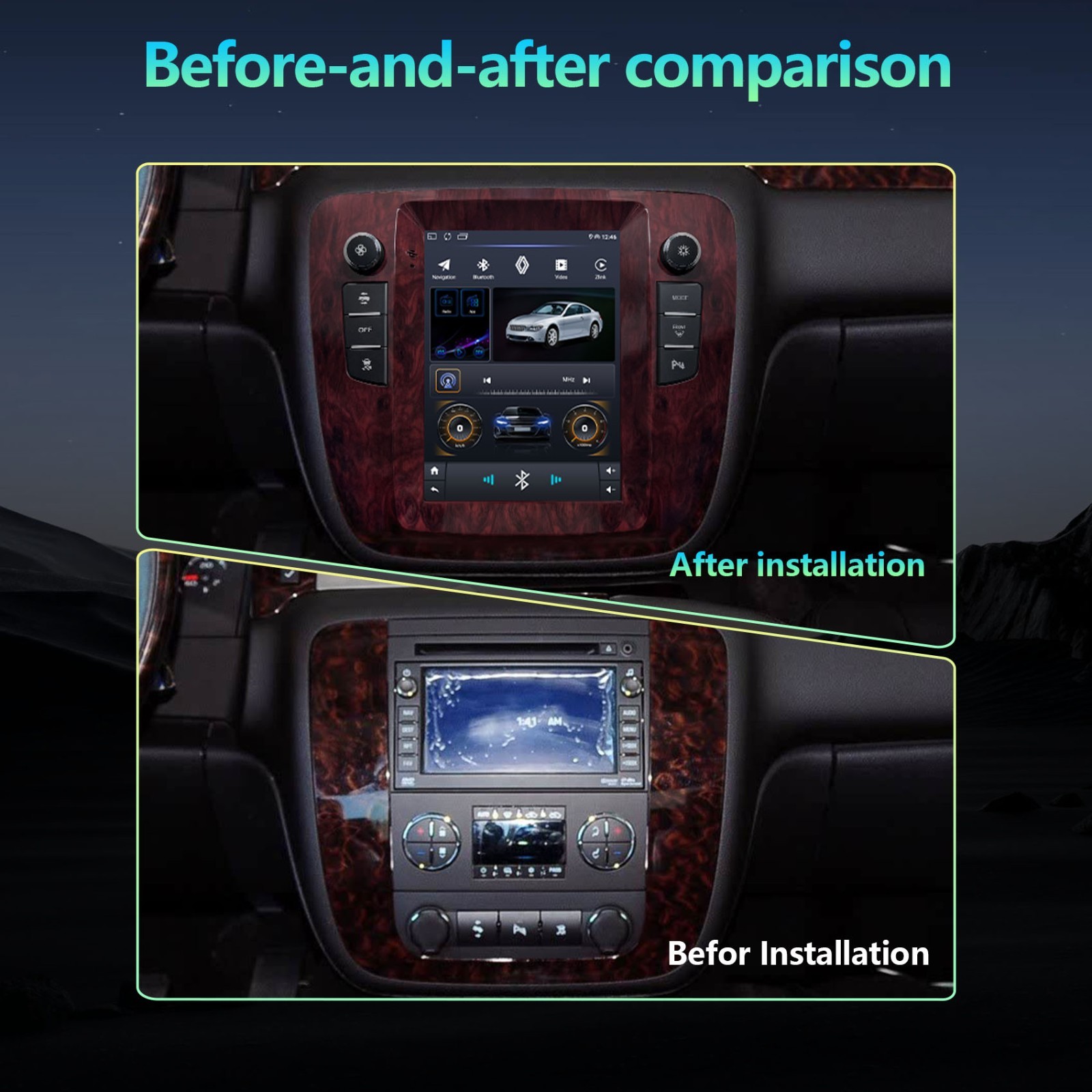 For 2007-2013 GMC Yukon Chevy Tahoe Suburban Apple CarPlay Car Radio Stereo GPS