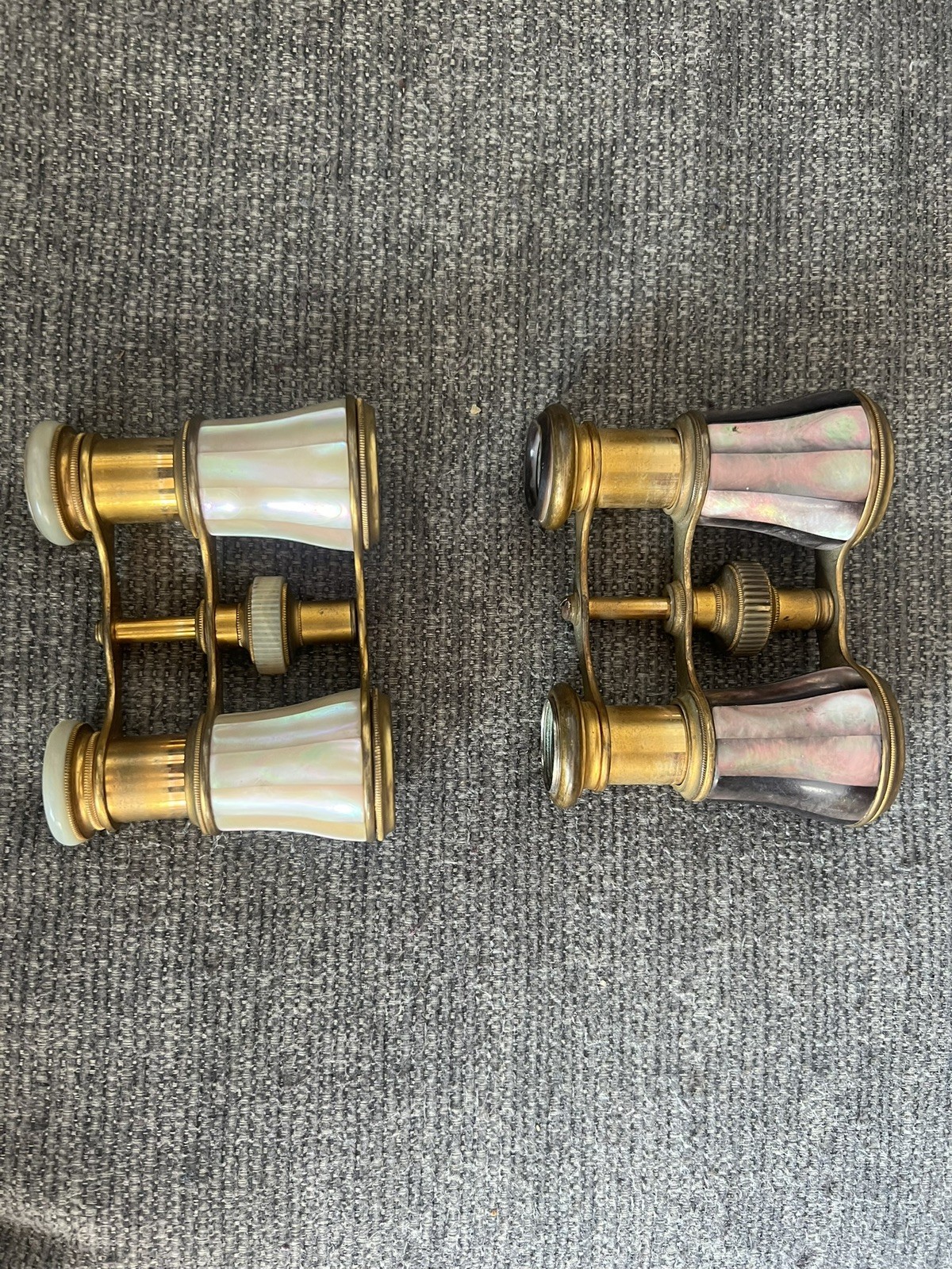 2 Pair Of Antique late 1800 LeMaire Mother of Pearl Opera Binoculars Glasses .