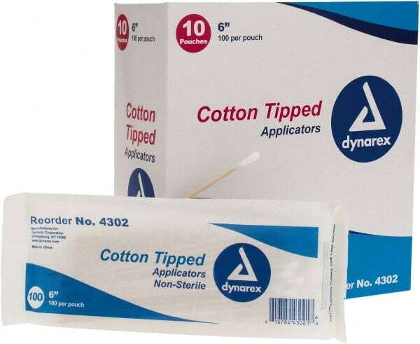 10 Pouches of 100 Single-Ended Cotton Tipped Applicators: 6" Long (1,000 total)