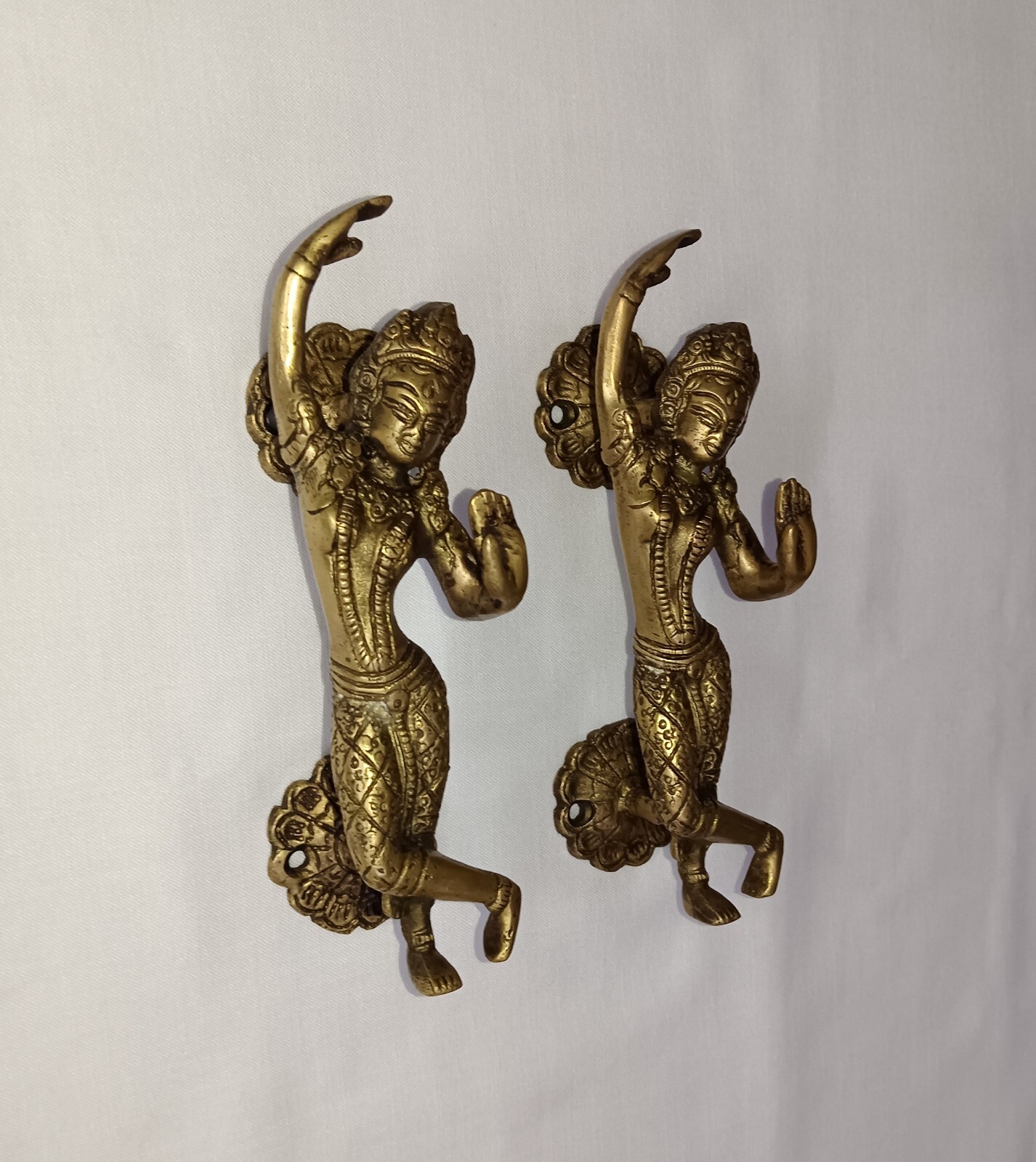 Dancing Lady Pose Door Handle Pair Brass Nritya Girl Interior Door Pull CA476