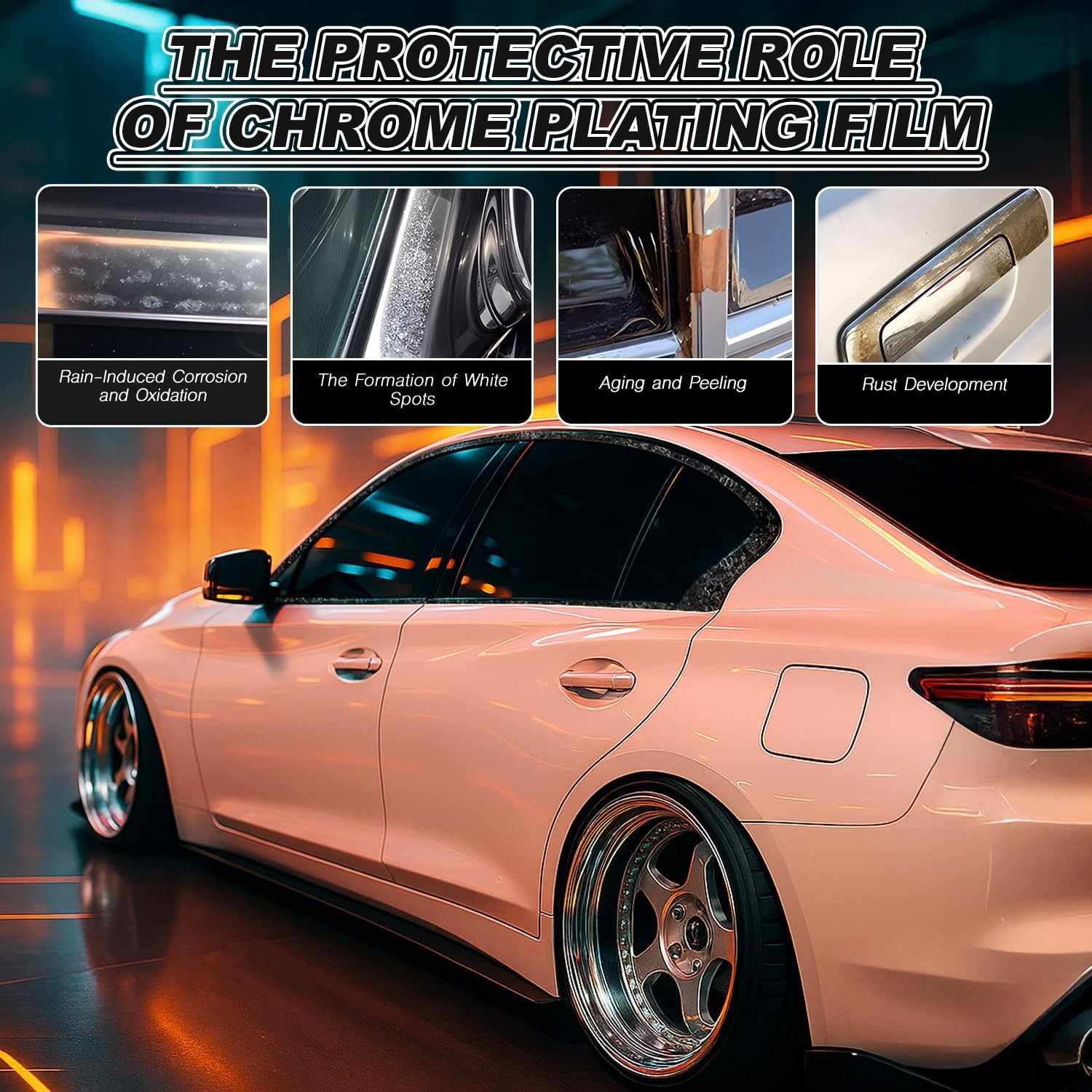 Forged Carbon Fiber Chrome Delete Window Trims For Infiniti Q50 Q50S 2014-2024