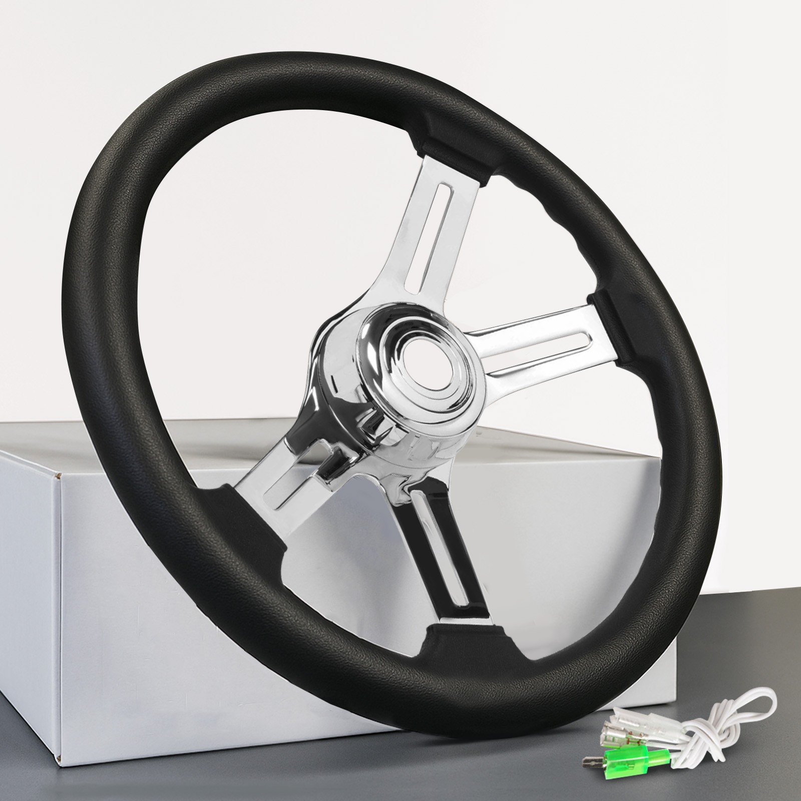 4 Spoke Steering Wheel 18" Black For Freightliner/ Kenworth/ Peterbilt/ Volvo