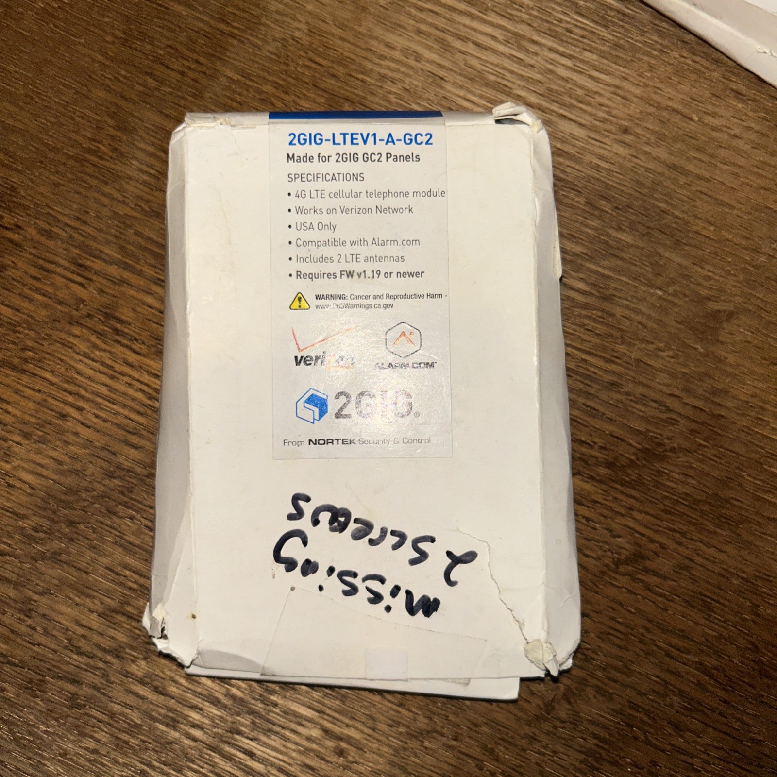 2gig Verizon Cat-1 4G LTE Cell Radio 2gig-LTEV1-A-GC2 Alarm.com Nortek Gc2 NOB
