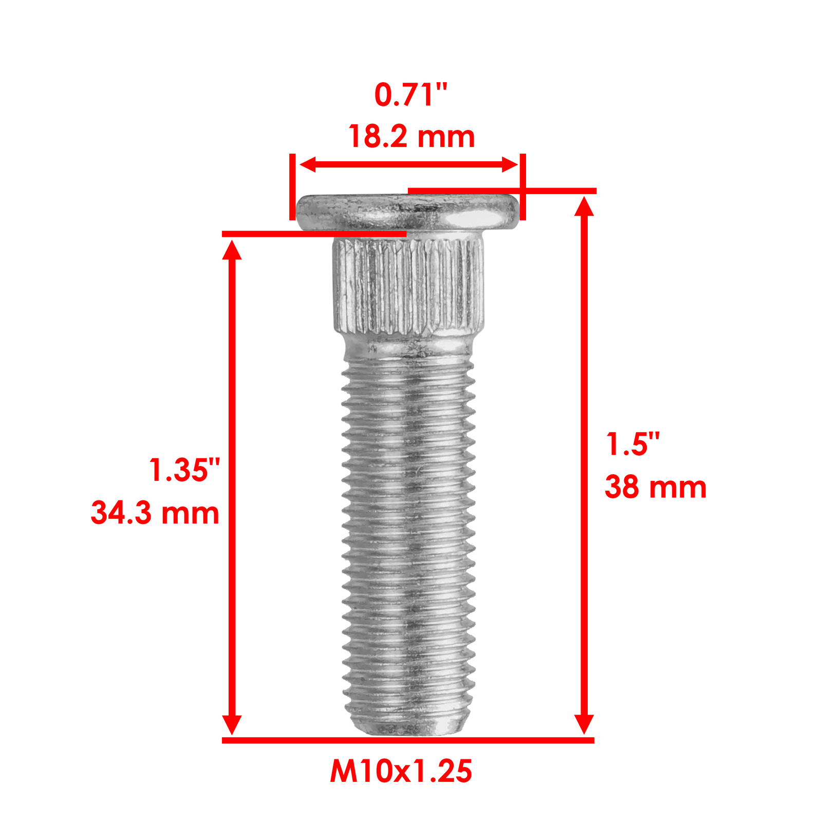 4 Rear Wheel Stud Bolt Serration for Yamaha Rhino 450 YXR450 4X4 2006-2009