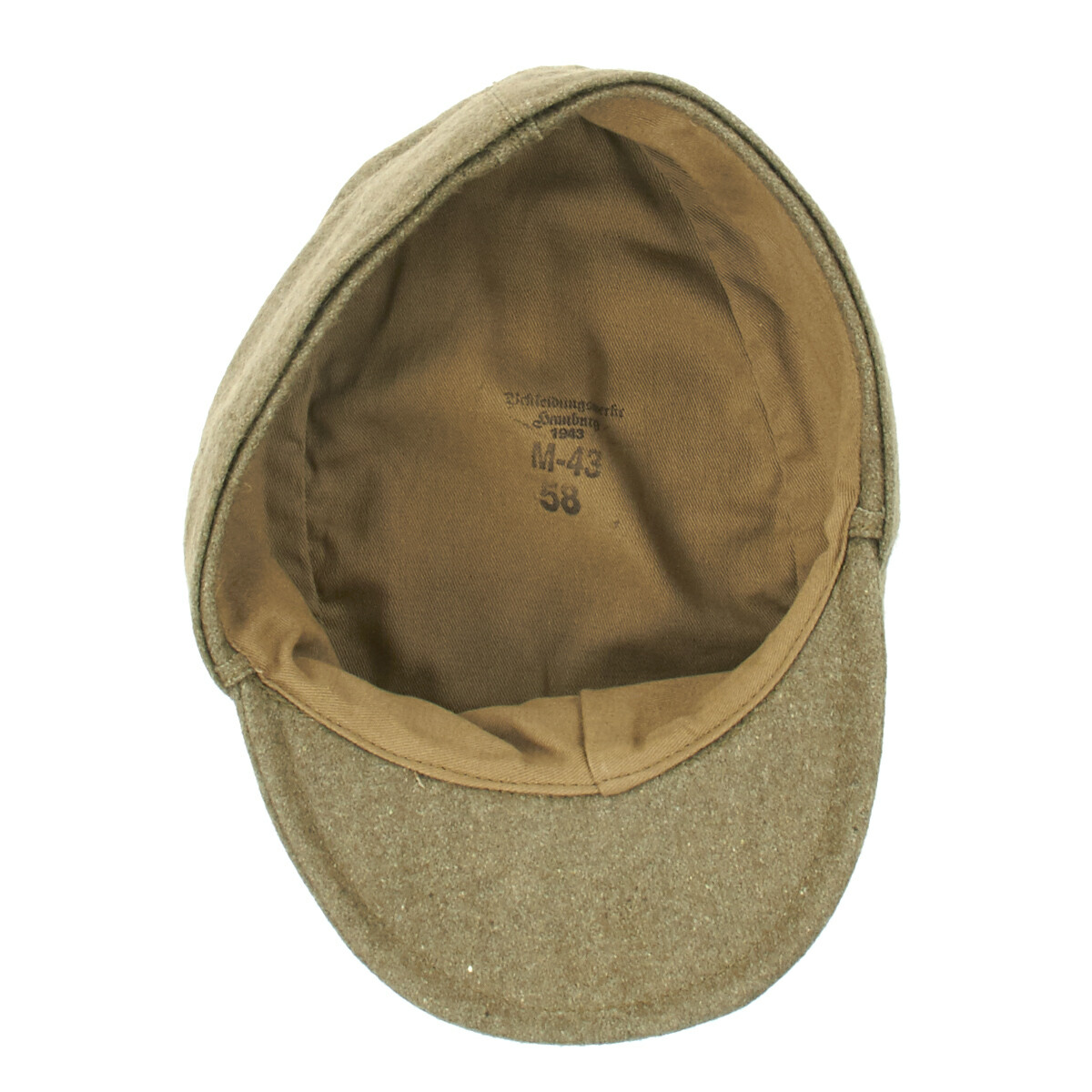 German WWII M43 Cap in Field Grey Wool- Size 7.50 (60 cm)- M43, M1943