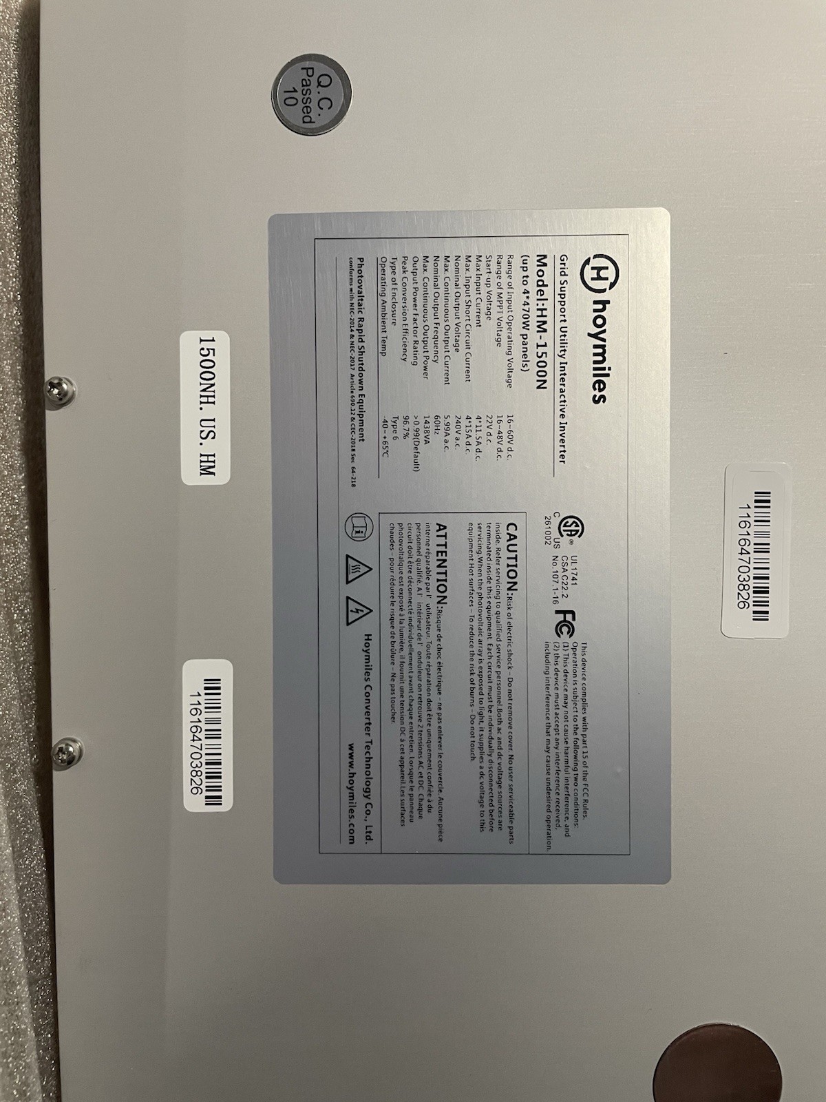 Hoymiles HM1500N Solar Micro Inverter 4-in-1 Grid Tie 240V *BRAND NEW*