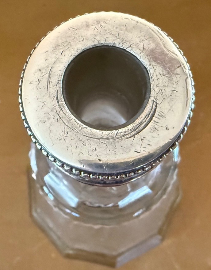 Antique German 925 Sterling Silver Cut Glass Decanter