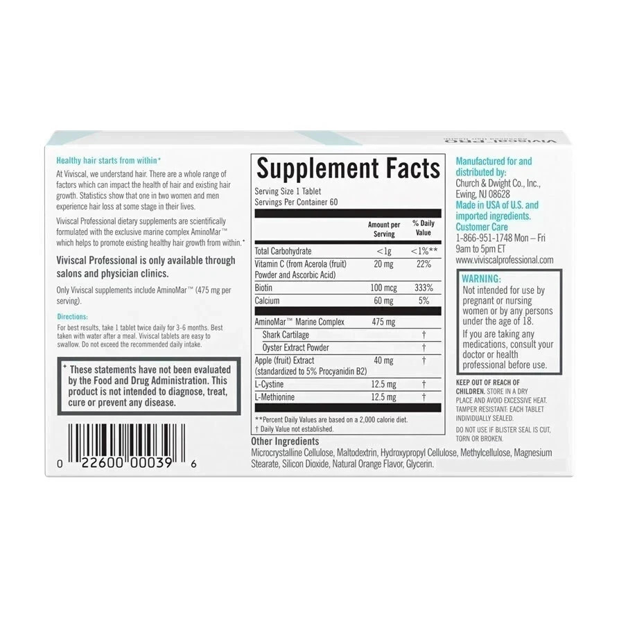 VIVISCAL PRO - Professional Hair Growth Tablets 180 Exp. 12/2027