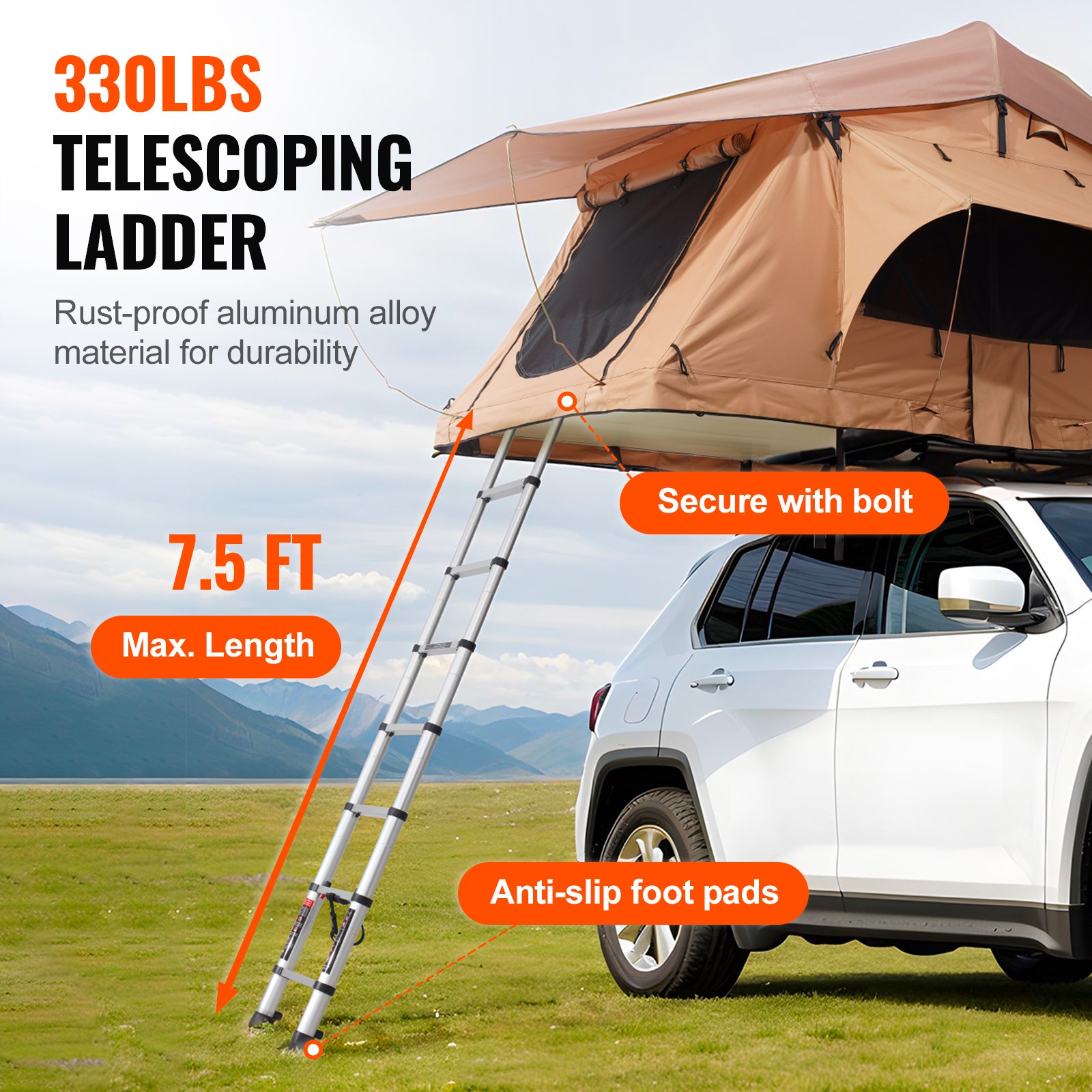 Soft Shell Roof Top Tent w/ Ladder for 2-3 Person Waterproof for Jeep SUV Truck