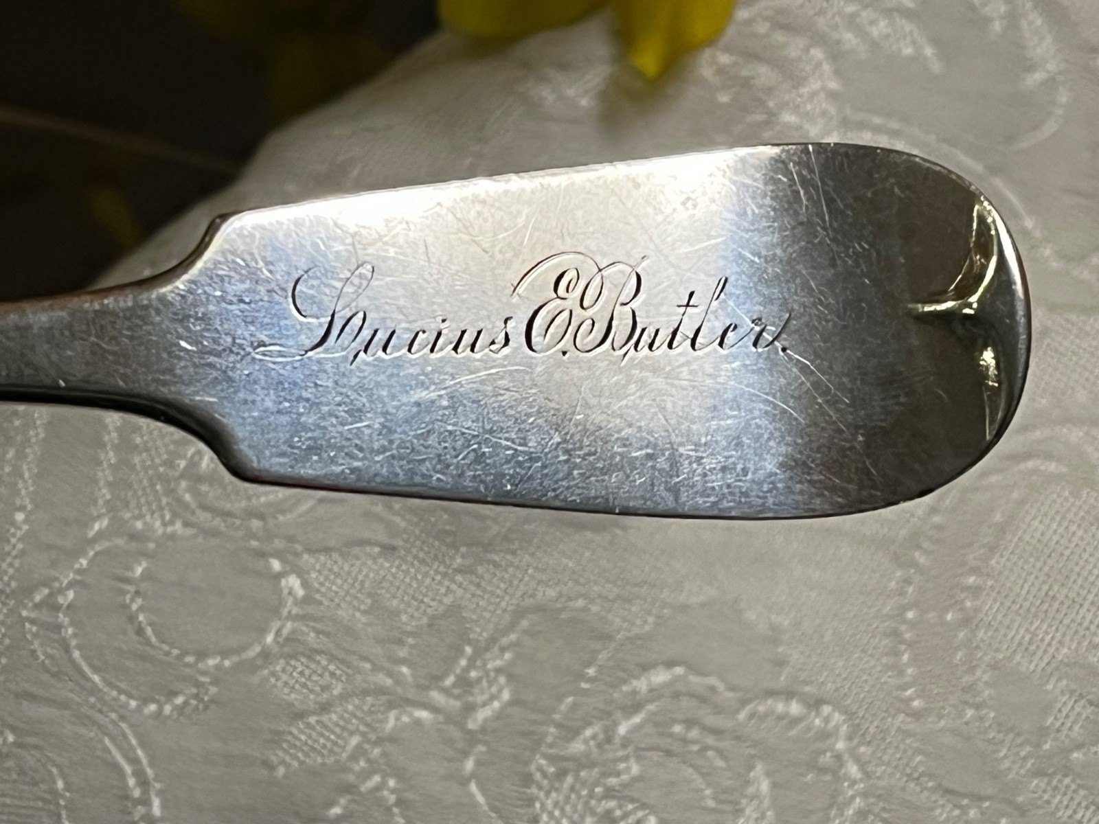 Antique Coin Silver Spoon By Hotchkiss & Schreuder / L L Mason Monogrammed