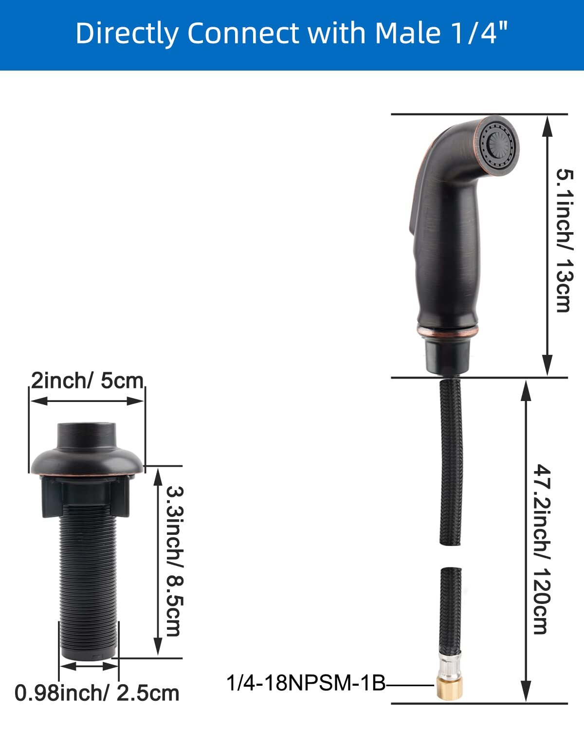 Kitchen Sink Side Sprayer,Quick Side Connector For Moen Faucet Head Replacement