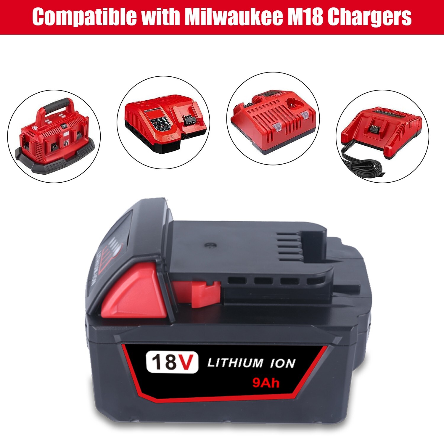 For Milwaukee M18 Lithium 9.0 AH 18V Extended Capacity Battery 48-11-1890