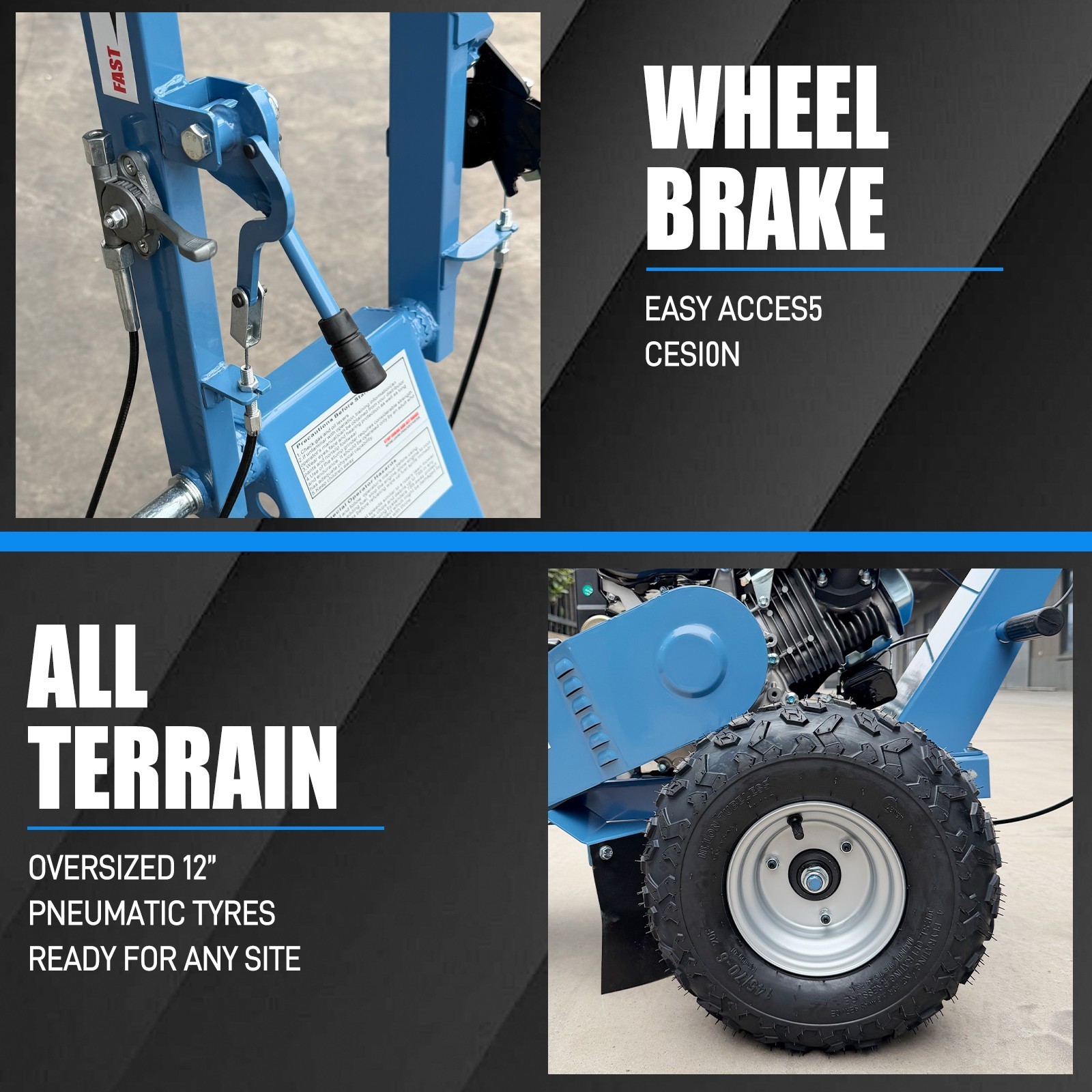 15HP Gas Stump Grinder Electric Start 15'' Cutting Height 10'' Cutting Depth