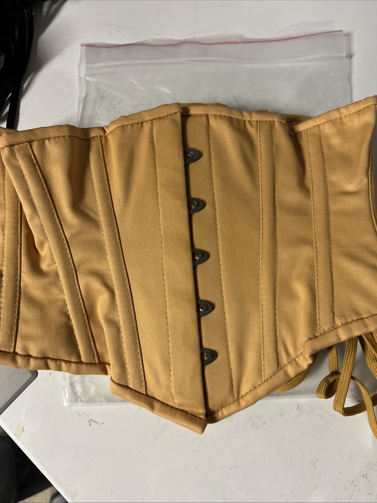 201 Authentic Beige Cotton 26” Underbust Waspie Steel Boned Corset