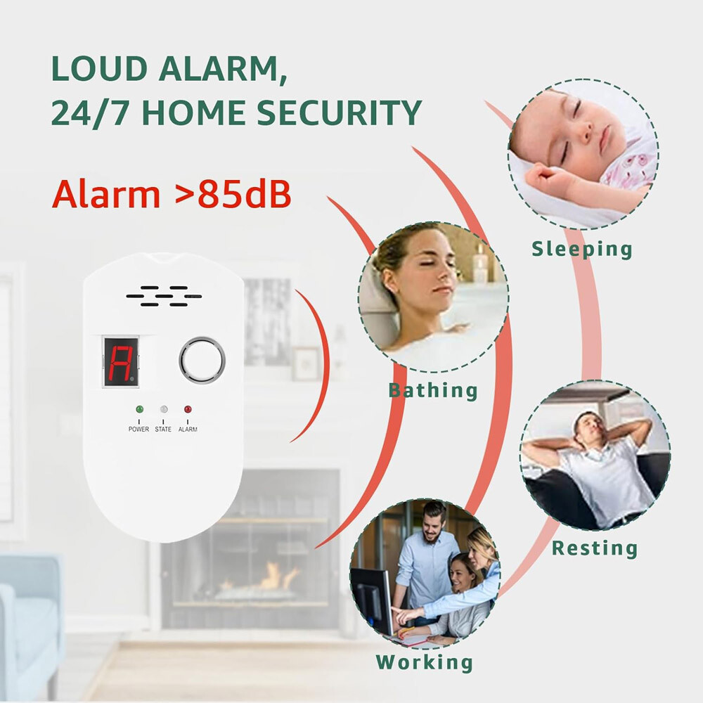 2PC Digital Gas Leak Detector Alarm Sensor Propane Butane Methane Natural Catch