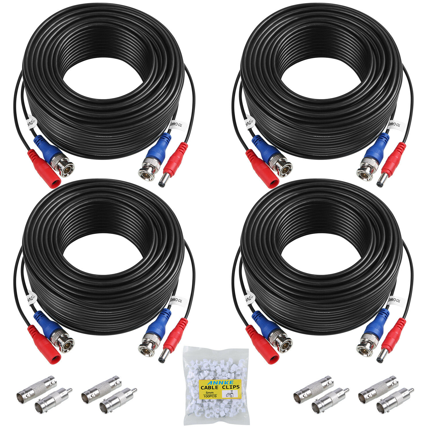 25/50/60/100/150ft Extension Video DC BNC Power Cable for Security Camera System