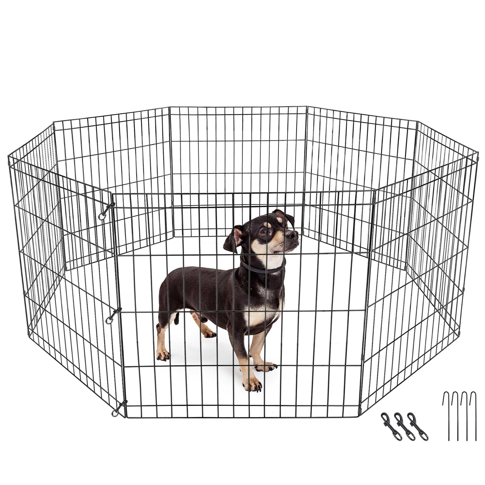 Dog Playpen 24" 8 Panels Foldable Exercise Pen Pet Playpen Fence Indoor Outdoor