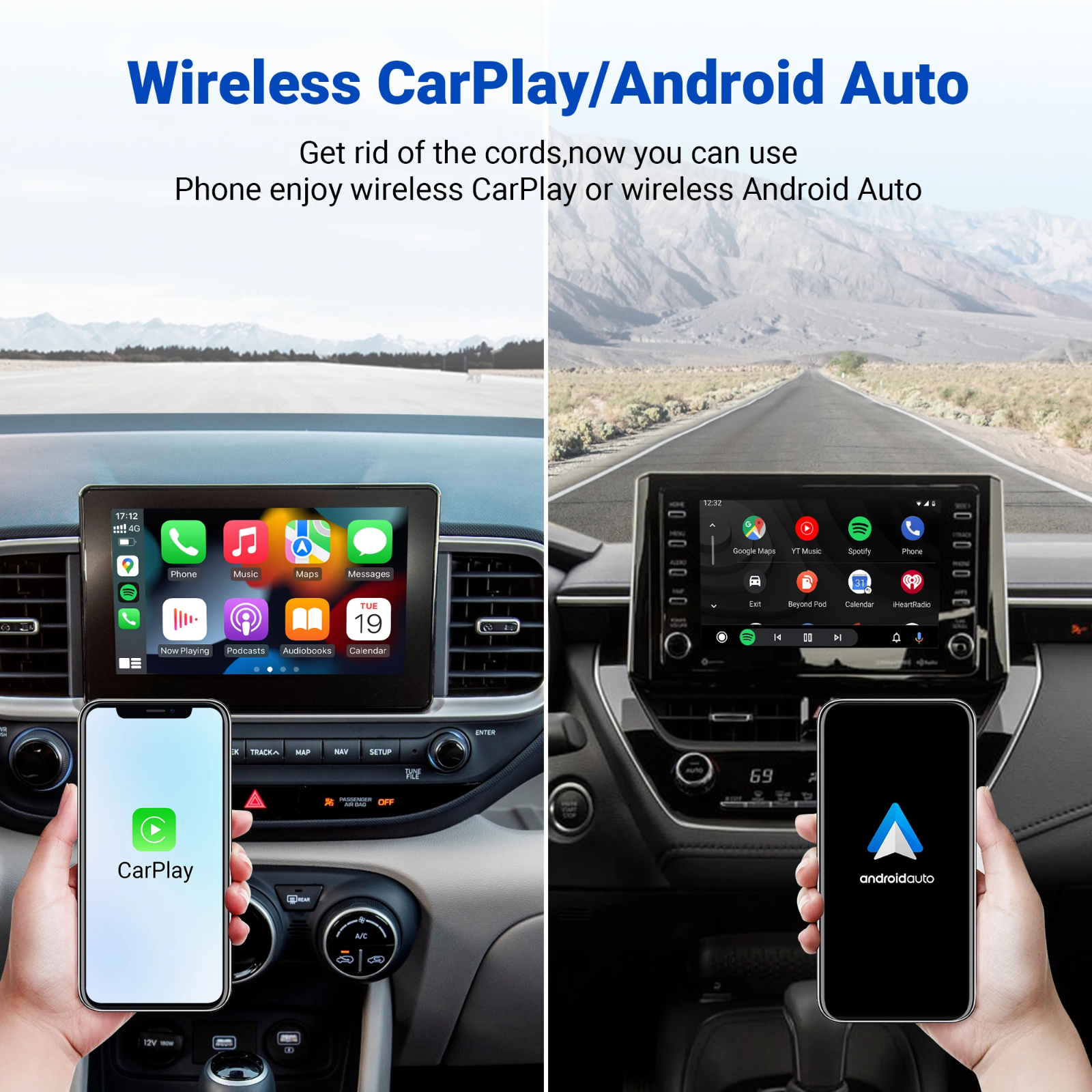 2 in 1 Wireless Apple CarPlay/Android auto Wireless Adapter for Android & Apple