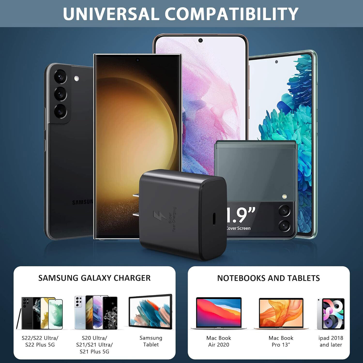 45W PD Fast Wall Charger+Type-C Cable For Samsung Galaxy S23 S22 S21 S20 Ultra H