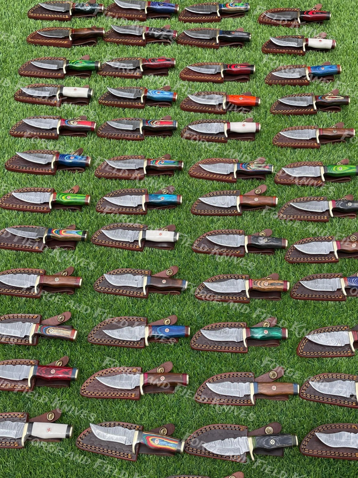 Set of 20 Custom Handmade Damascus Steel 6" Camping & Hunting Knives - From USA