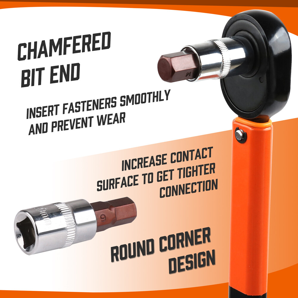 HORUSDY Hex Bit Socket Set 32PC SAE Metric 1/2" 3/8" 1/4" Driver S2 Steel W/Case