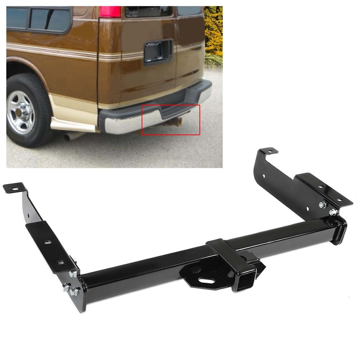2" Receiver Trailer Class 3 Tow Hitch For 96-24 Chevy Express GMC Savana Van