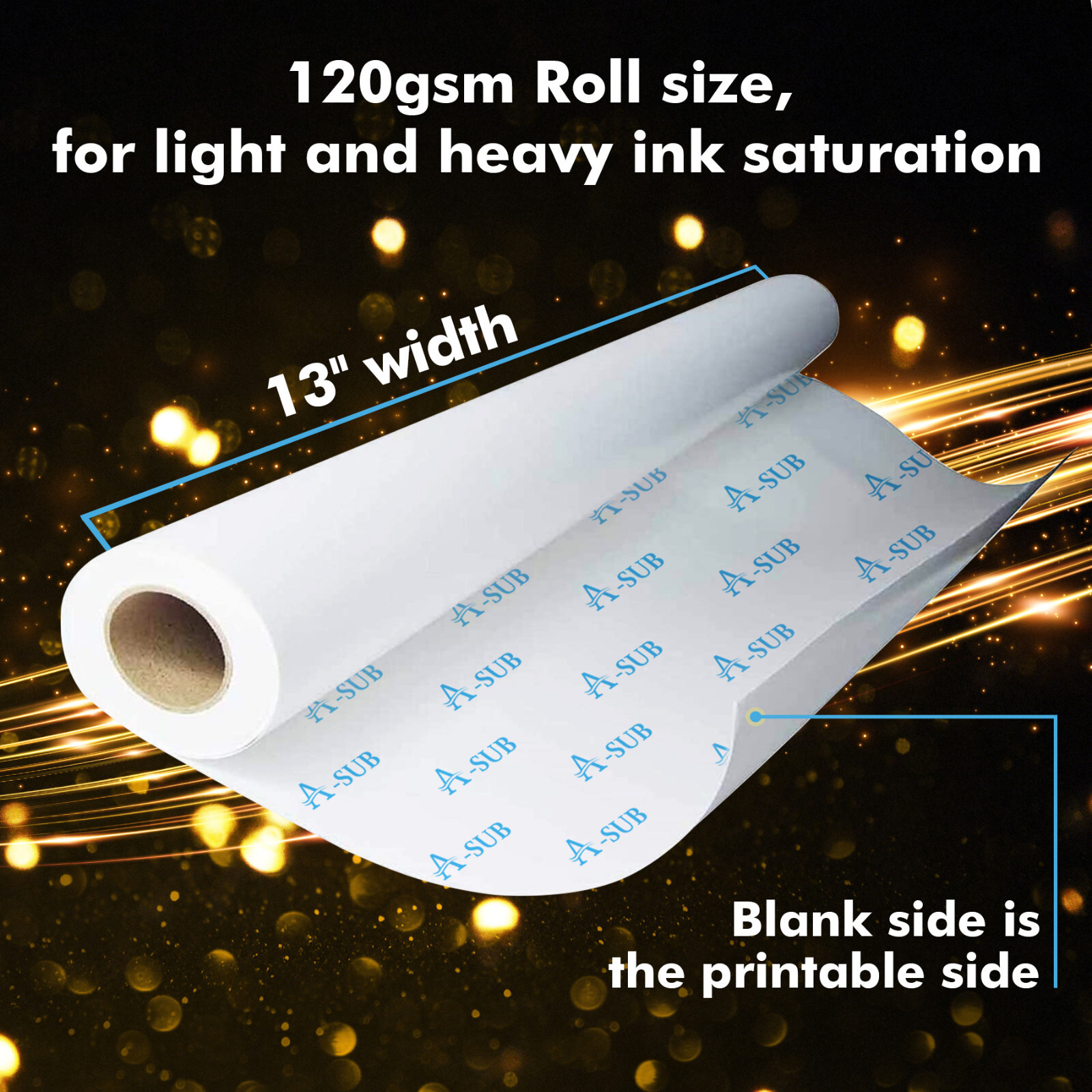 A-SUB Sublimation Paper Roll 125g 13" x 110 Ft Quick Drying for Inkjet Printer