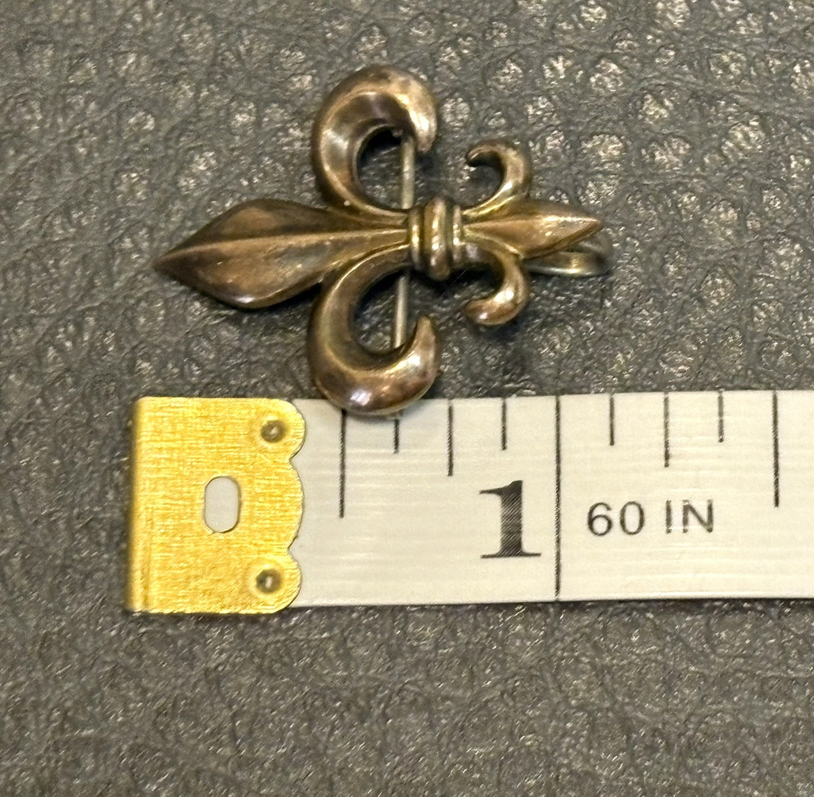 Victorian Art Nouveau Antique Vintage Watch Fob Pin Gold Filled Fleur de Lis