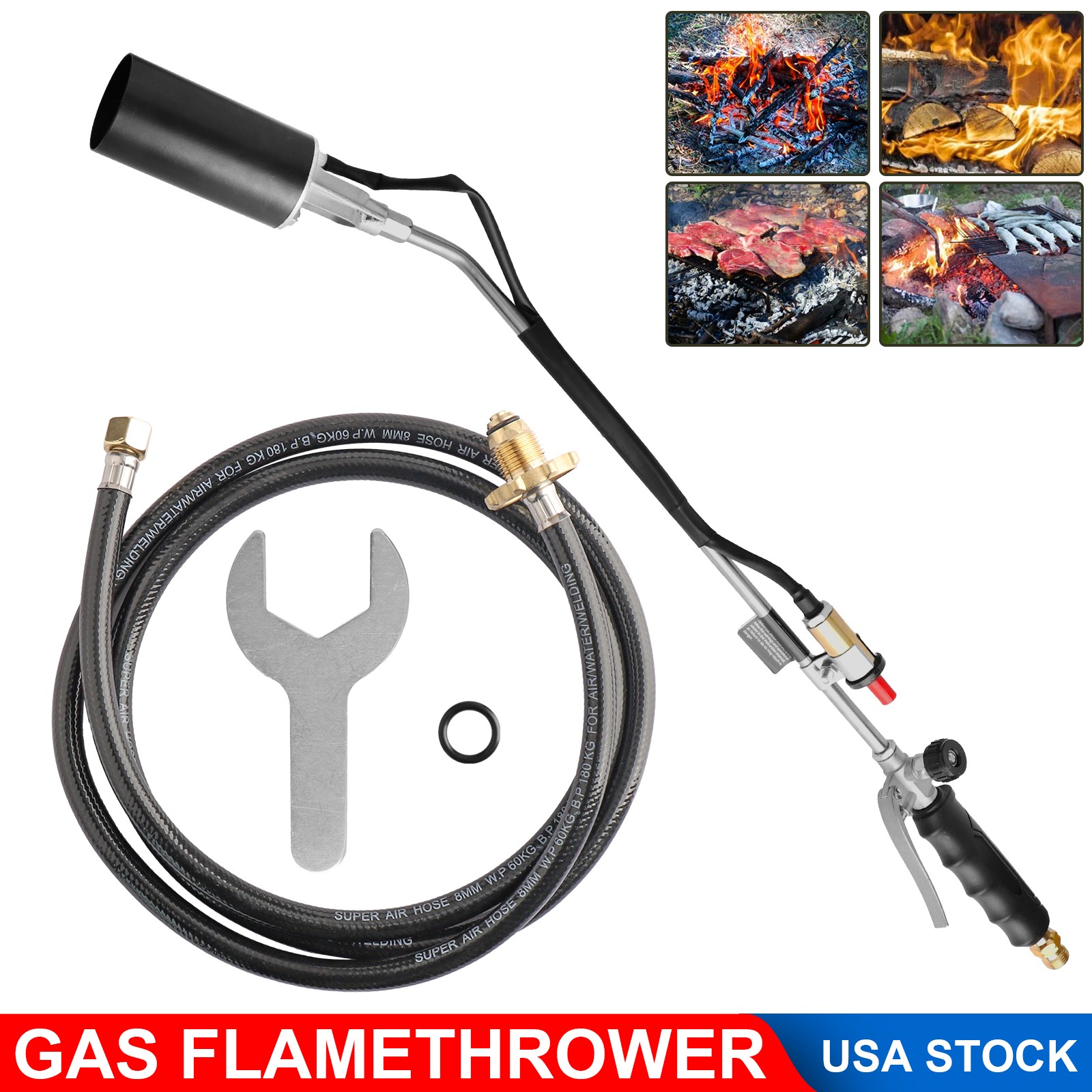 Portable Propane Torch Weed Burner Ice Snow Melter Outdoor Flame Thrower w/ Hose