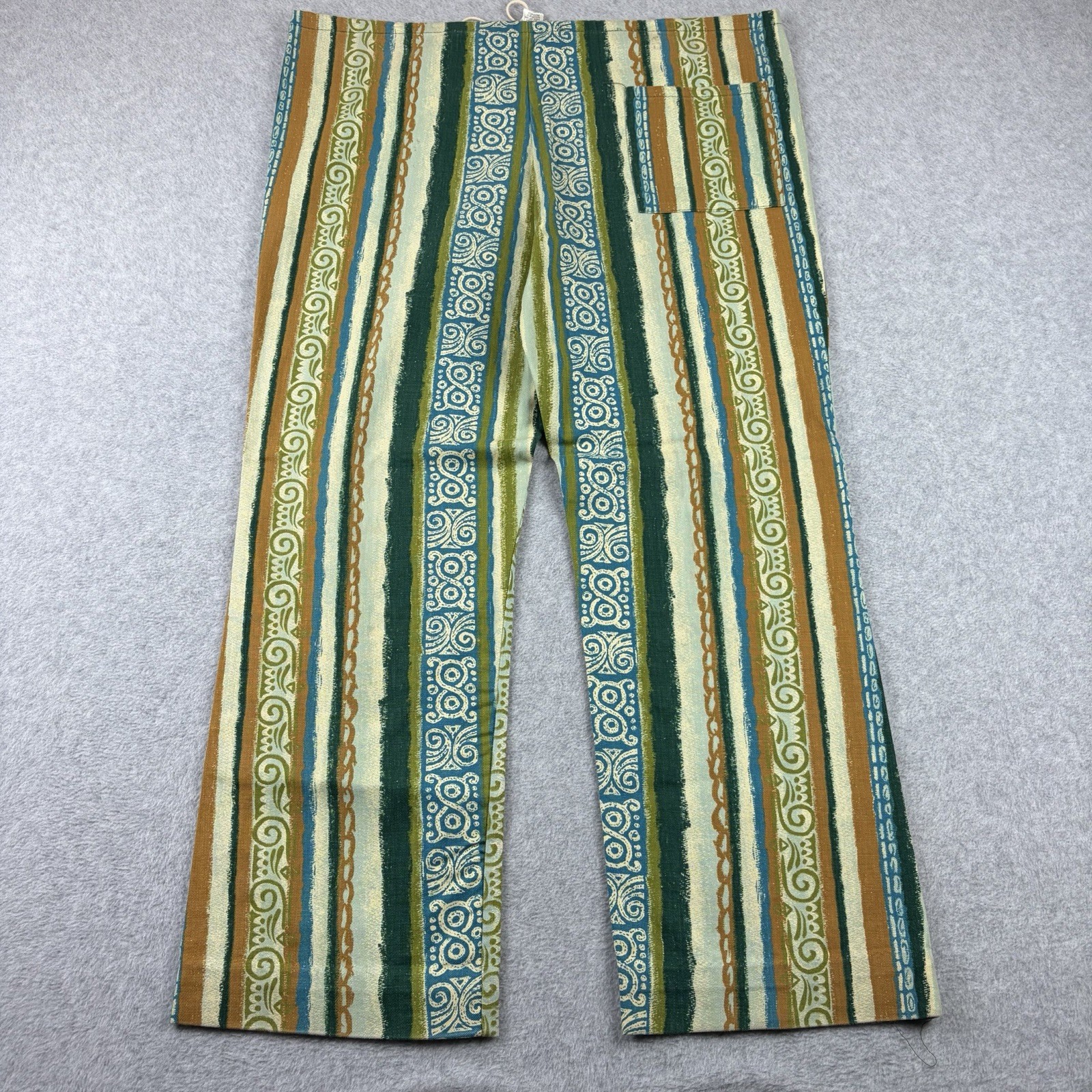 Vtg Beach Pants Mens Large Green Hippie Tiki Surf Tribal Resort 70s Union Made