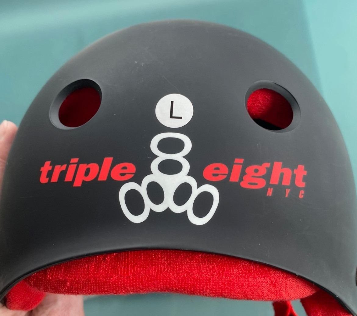 New Triple Eight, Sweatsaver Liner, Skateboarding Helmet, Black Matte/Red, Large