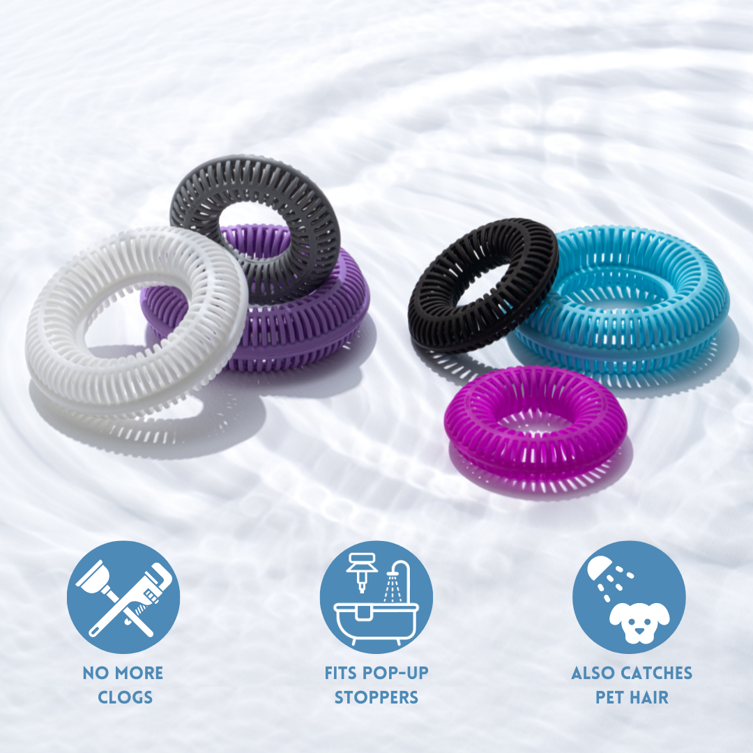 TUBRING The Ultimate Tub Drain Protector/Hair Catcher/Strainer/Snare, Gray