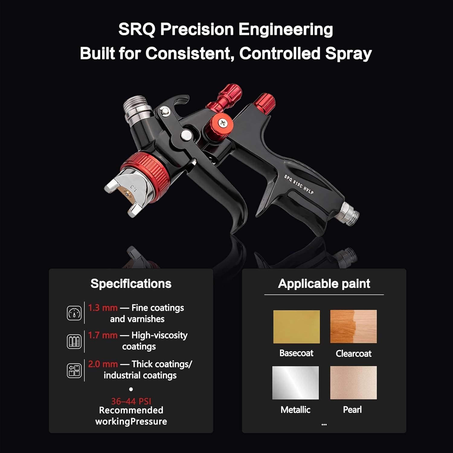 HVLP Air Spray Gun Kit Automotive Paint Nozzle Set 600ml Aluminum