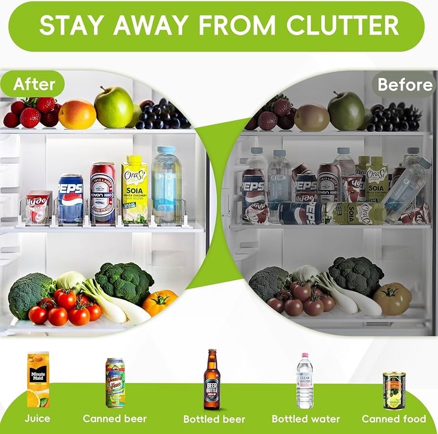 Soda Can Dispenser for Refrigerator,Self-Pushing Drink Organizer 5 Row (15.1D)