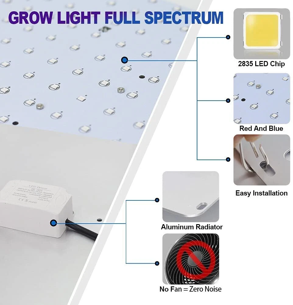 Grow Light 1000W Full Spectrum LED for Indoor Plant Growth 3x3 ft Coverage Area