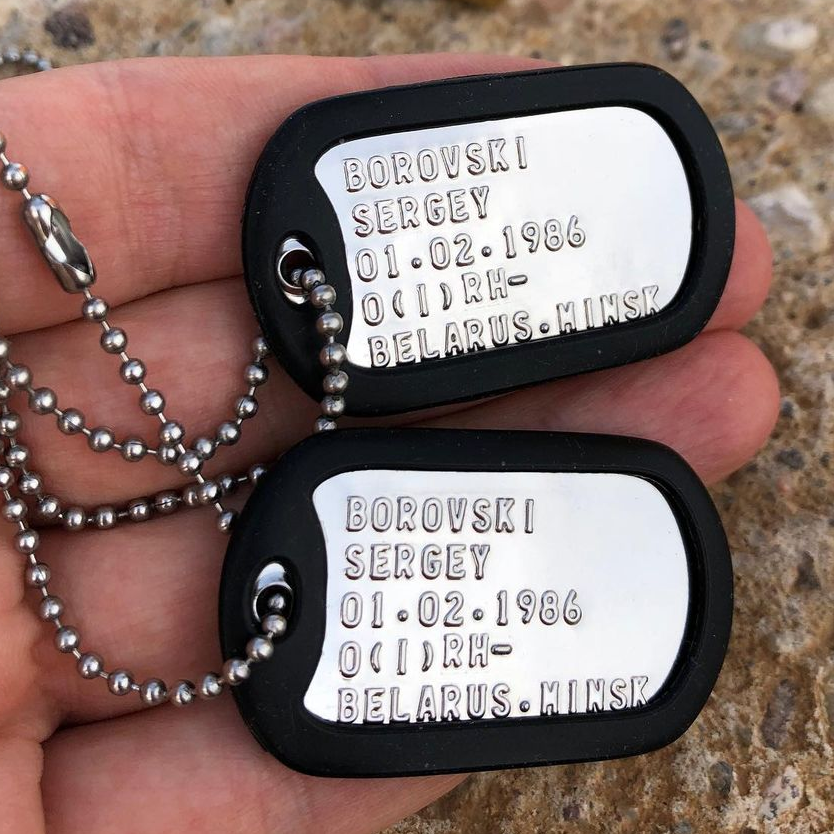 Personalized Dog Tags, Stainless Steel Men's Necklace, Military ID Tags, Pendant