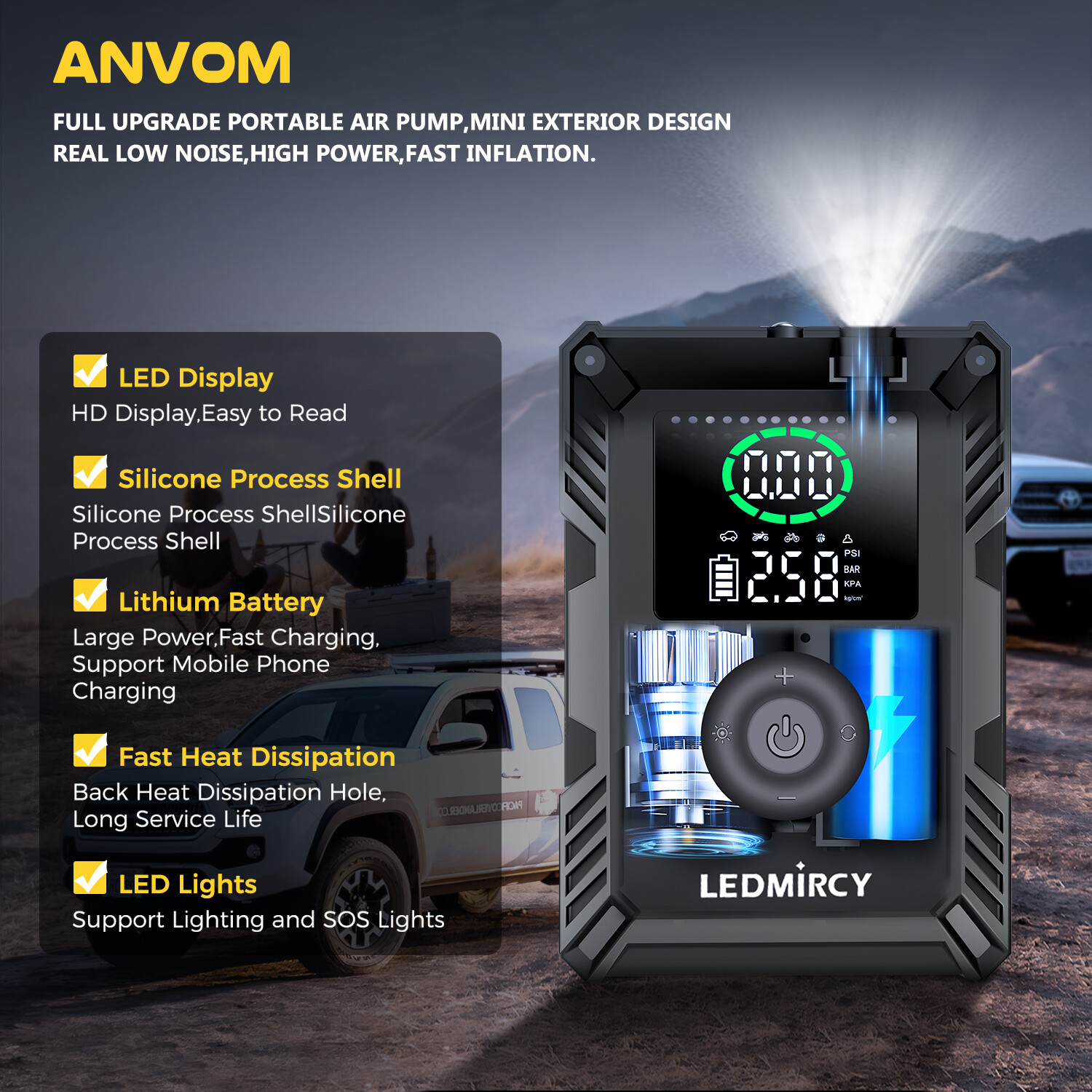 🔥150PSI Air Compressor Tire Inflator Fits Car Moto Bike Ball Air Pump Cordless