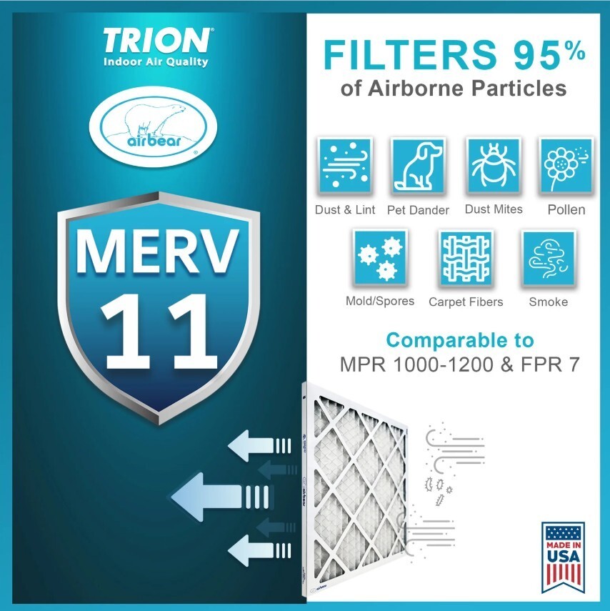 Trion T11-16251-6P - 16" x 25" x 1" Pleated Air Filter (6-Pack), MERV 11