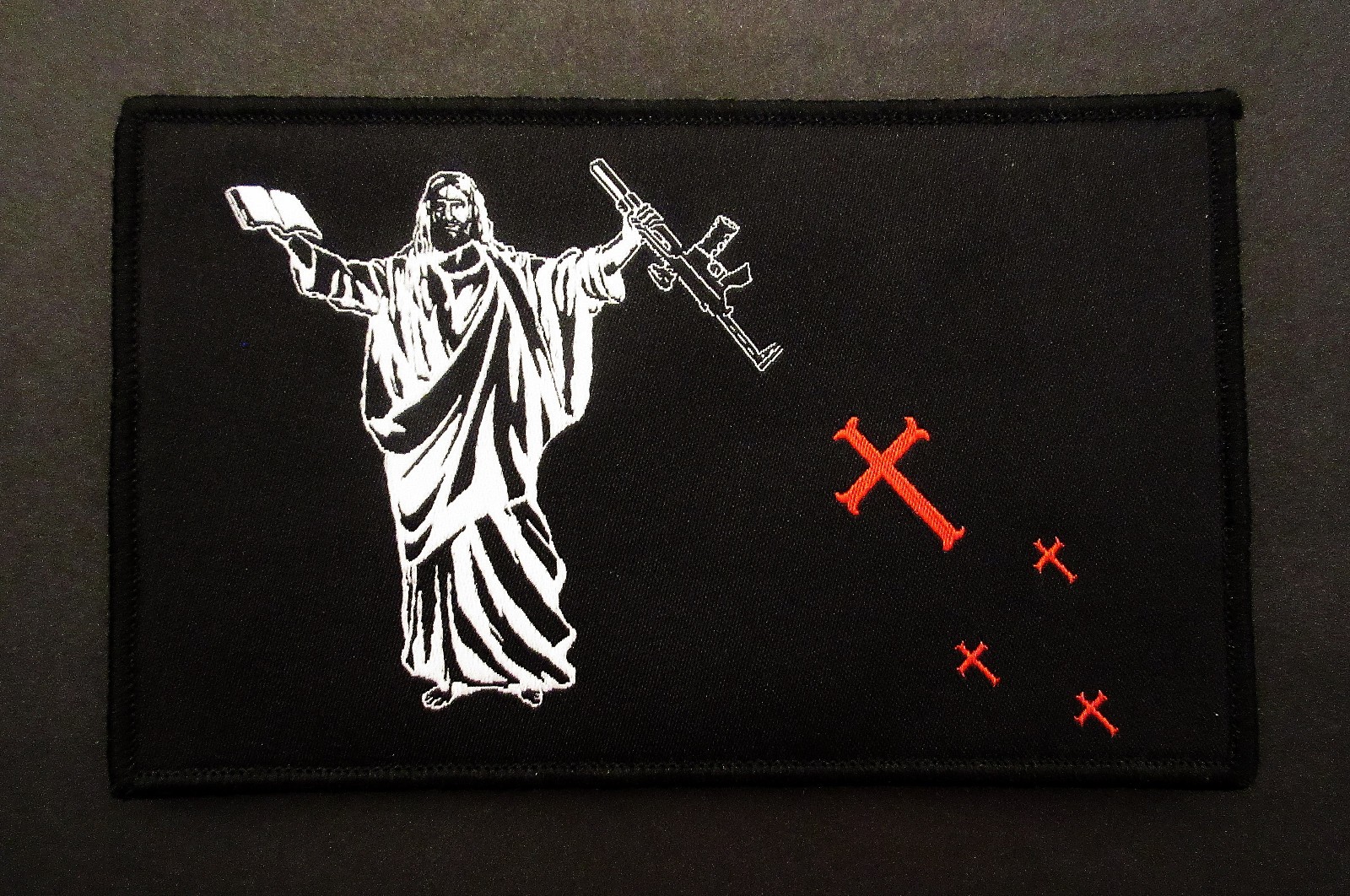 RARE 3x5 JESUS SLAYS PATCH UNAPOLOGETIC CHRISTIAN CO FORWARD OBSERVATIONS GROUP