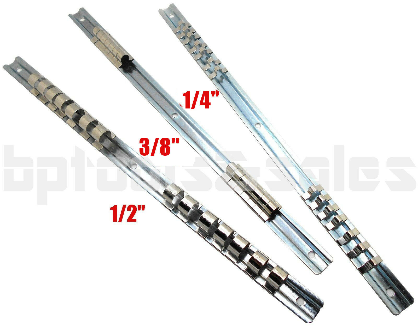 3PC Socket Holder Sliding Rail Tray Organizer 1/4" 3/8" 1/2"Mountable Steel Rack
