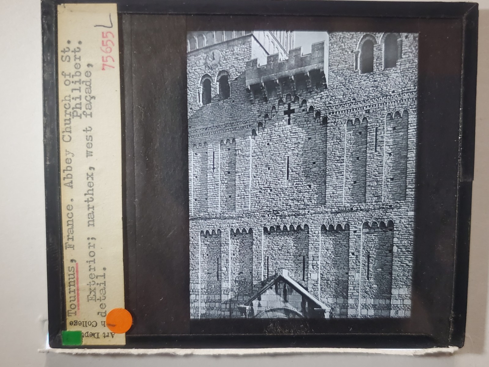 Detail, Abbey Church St. Philibert, Tournus, France,, Magic Lantern Glass Slide
