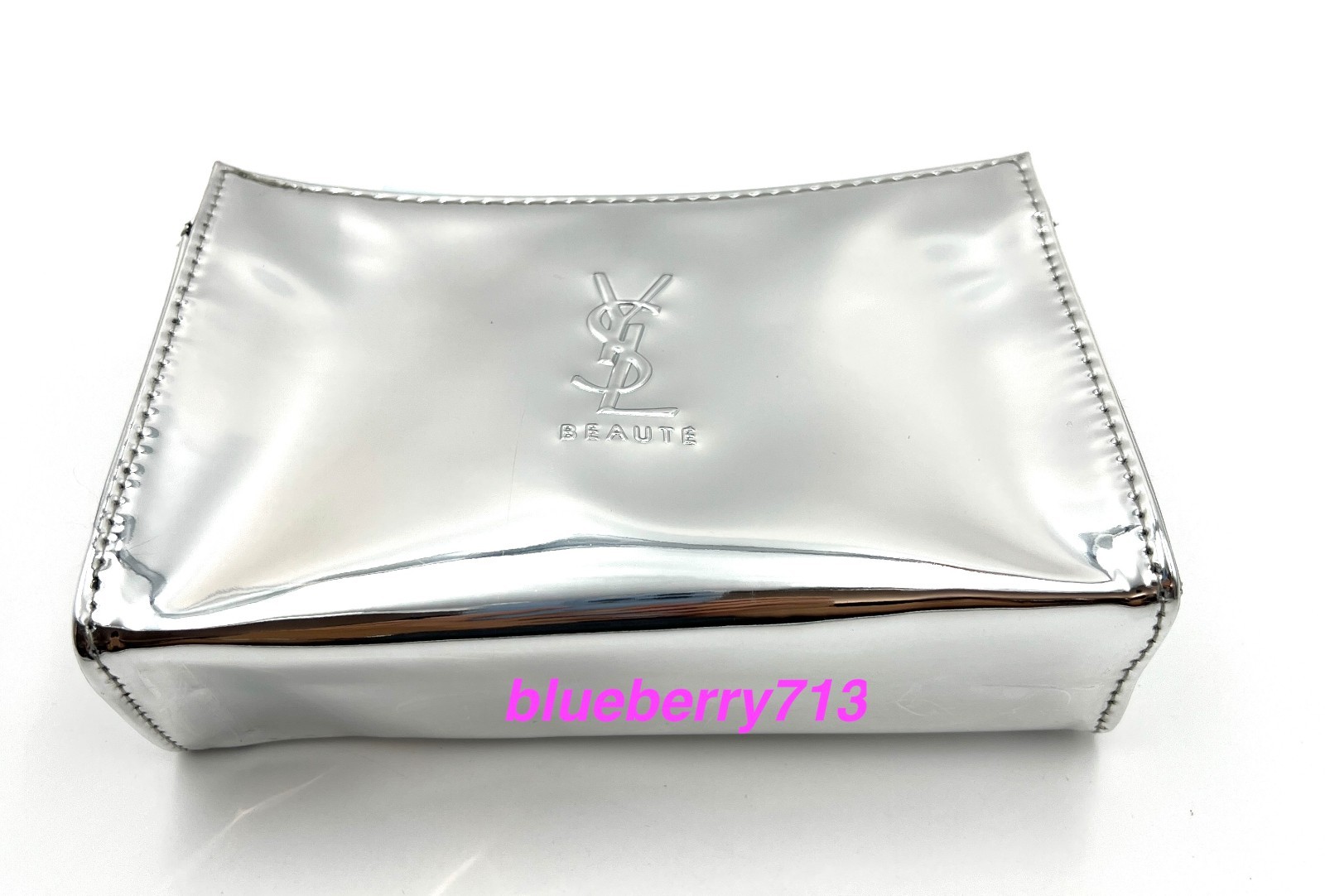 New! YSL Yves Saint Laurent Beauty PVC Makeup Cosmetic Bag ~ Silver