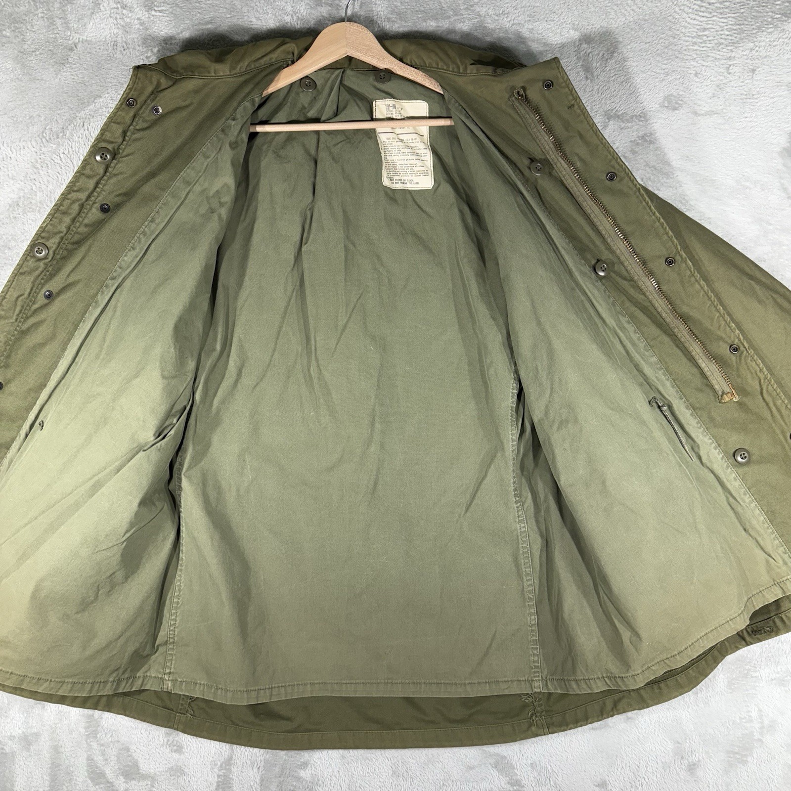 VTG US Military Jacket Mens Medium LONG Green OG-107 Cold Weather Field Coat 80s